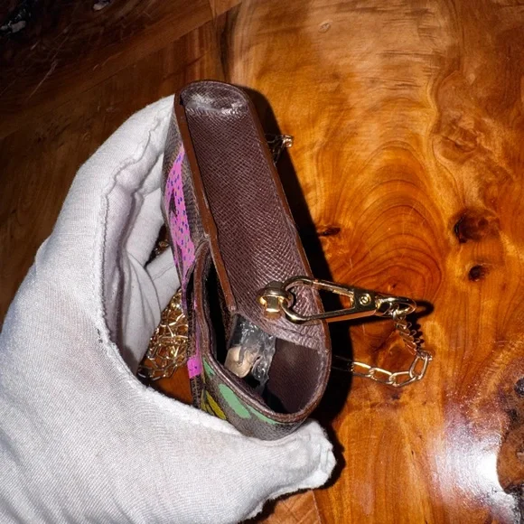 Louis Vuitton repurpose handpainted converted cigarette case brown DAMIER canvas - Picture 5 of 14